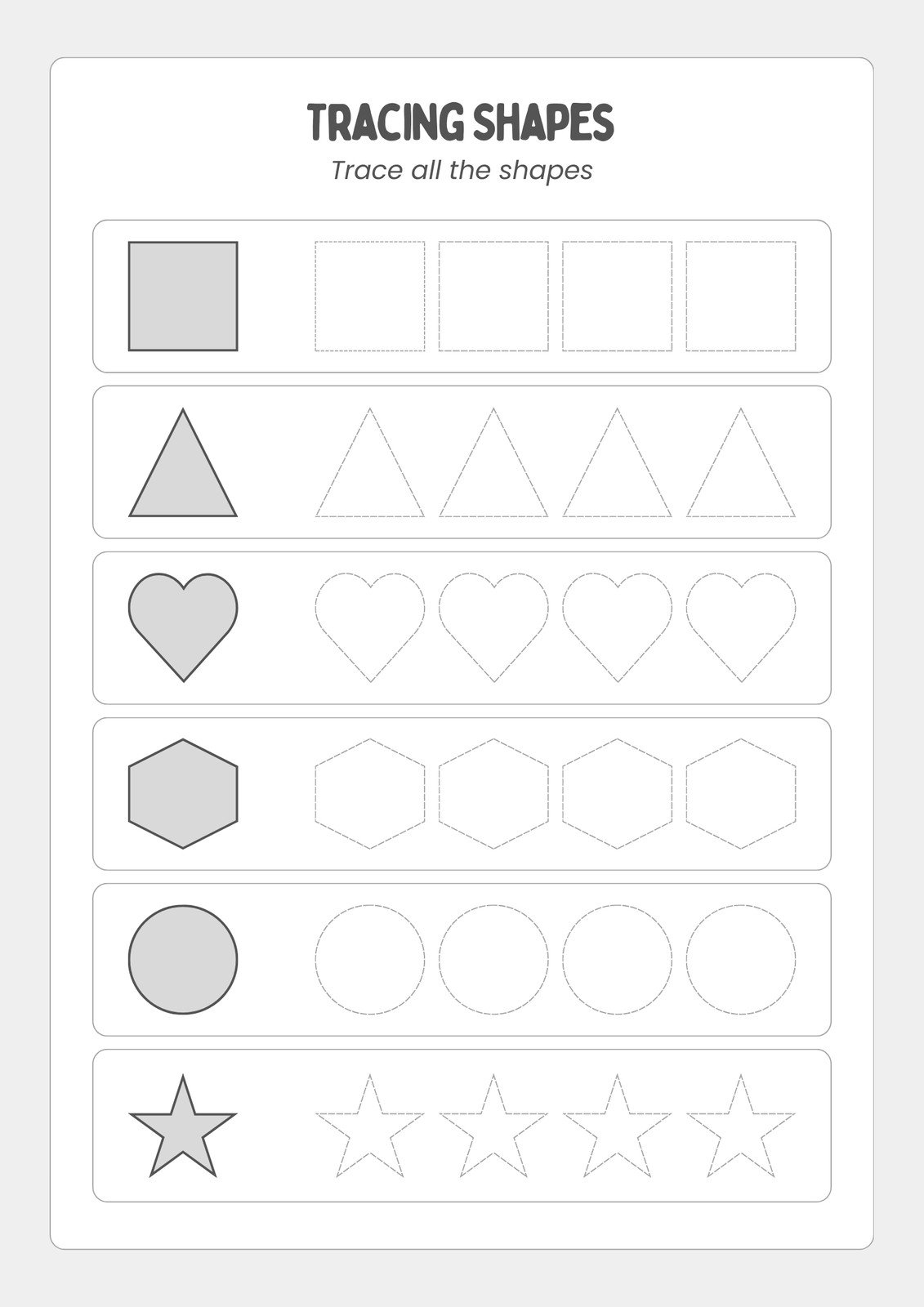 free shape tracing worksheets