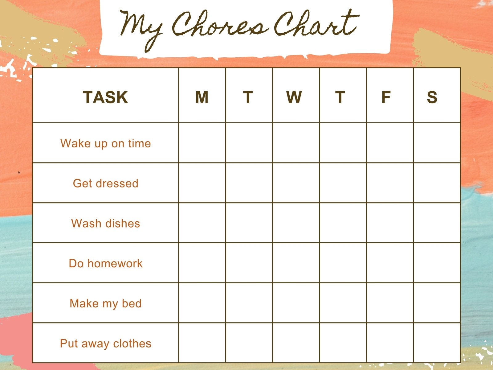 Free Customizable Chore Chart Templates To Print Canva