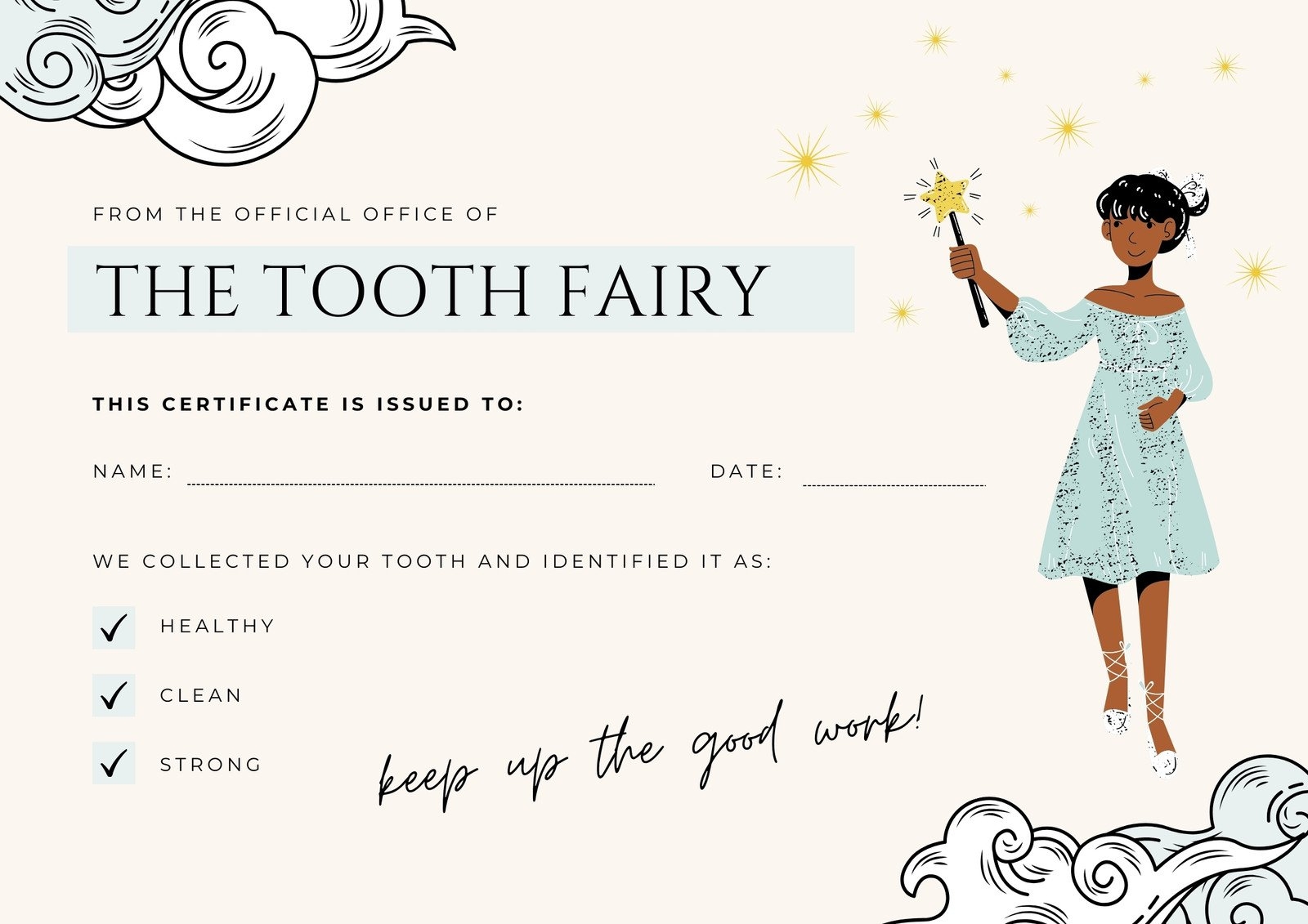 Free Customizable Tooth Fairy Certificate Templates Canva