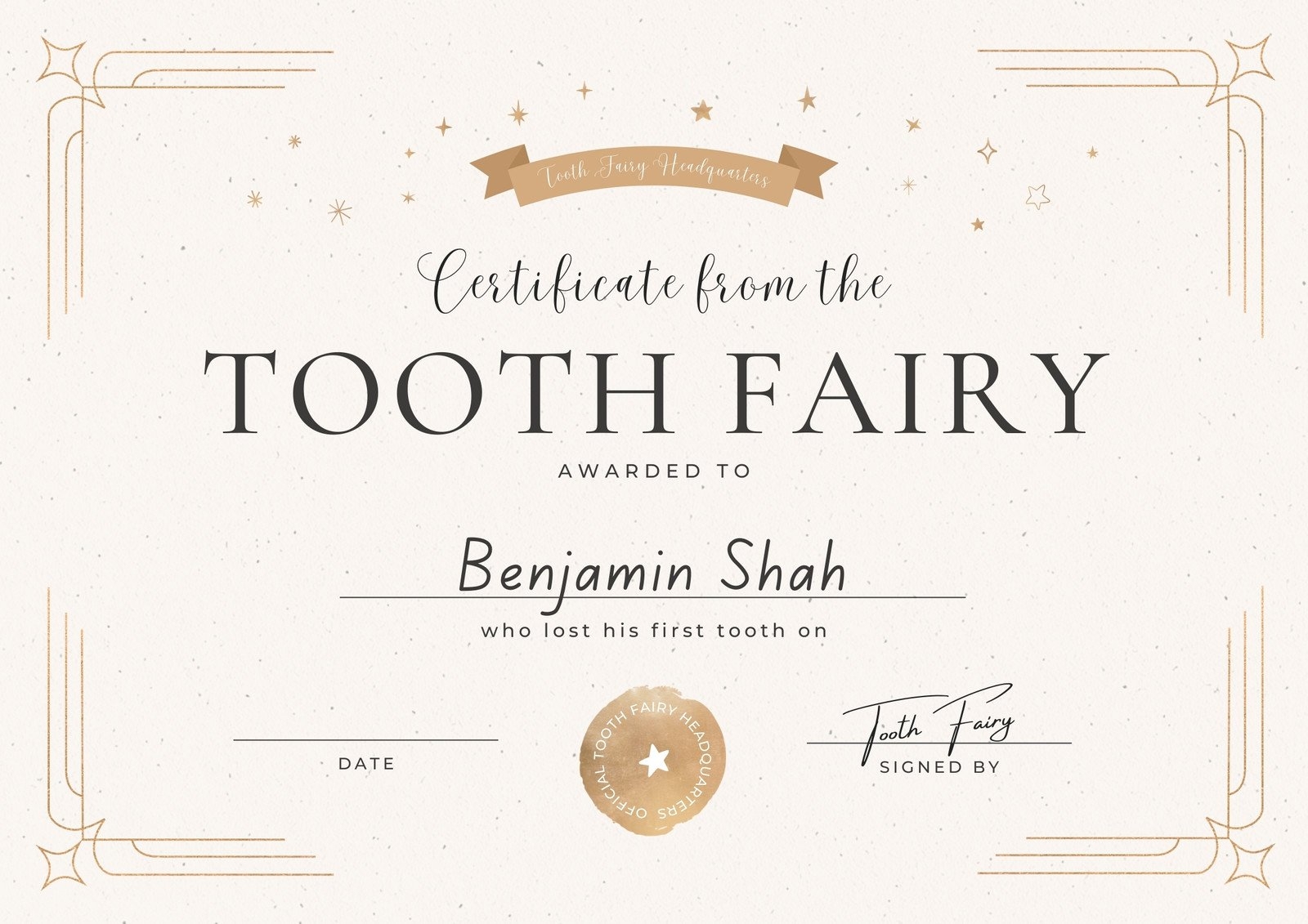 Free Customizable Tooth Fairy Certificate Templates Canva
