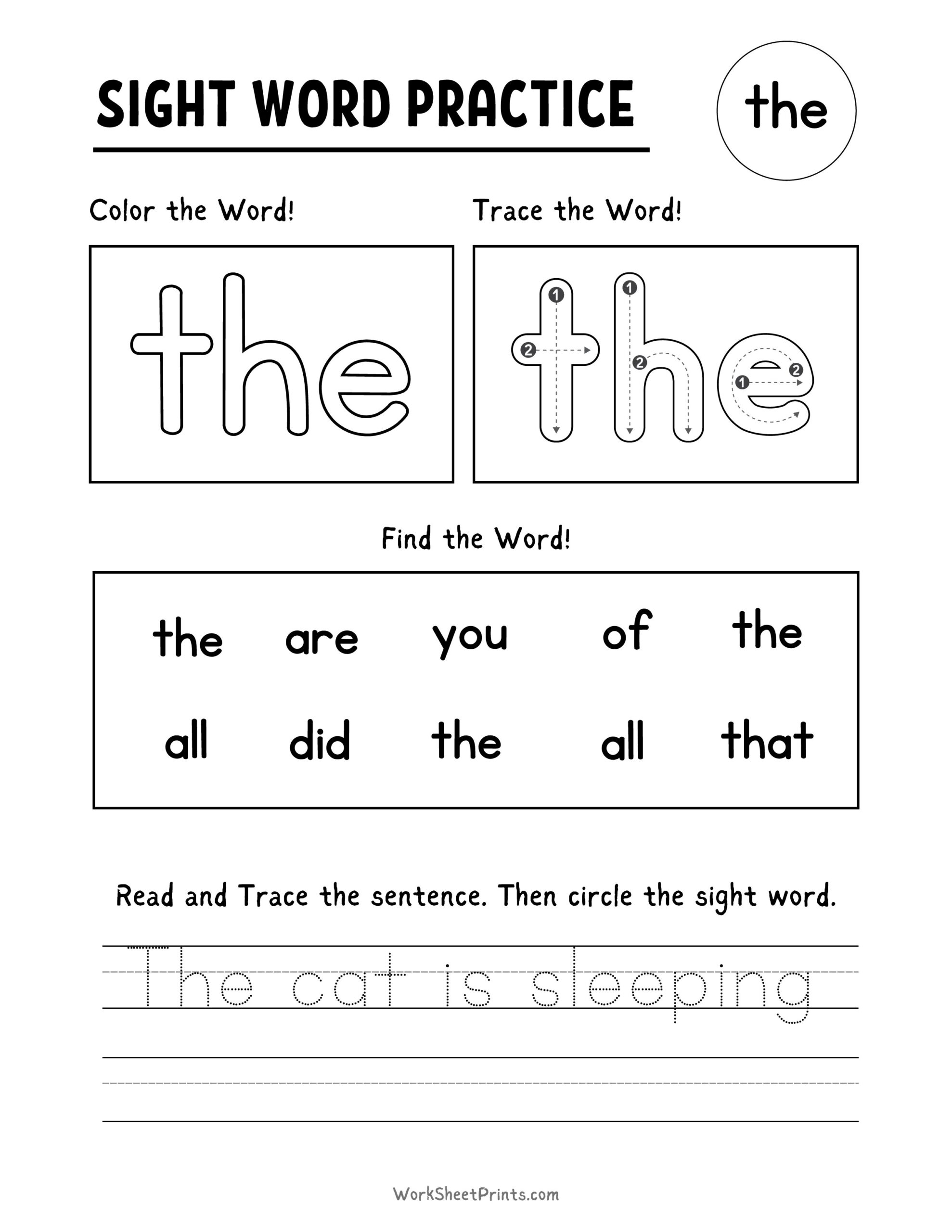 free sight word worksheets