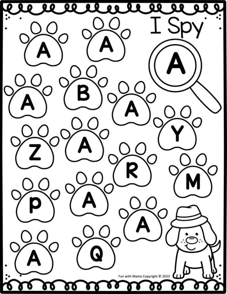 find the letter a worksheet