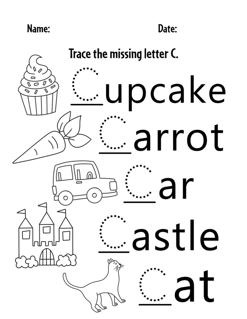 letter c preschool worksheet