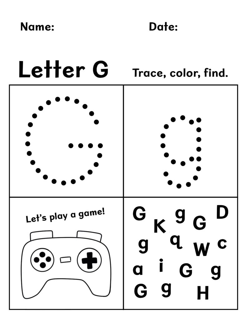 g worksheets preschool