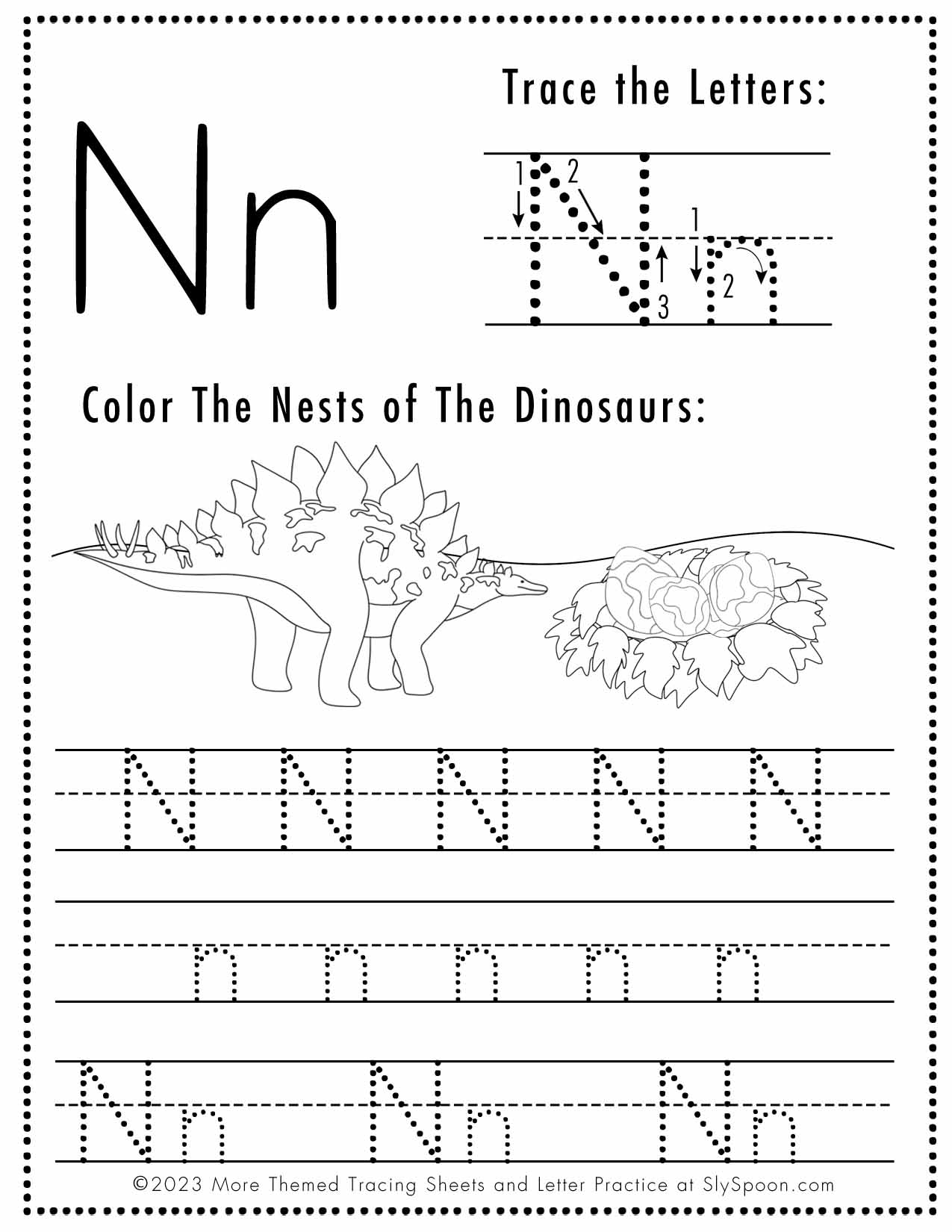 letter n worksheets for preschoolers