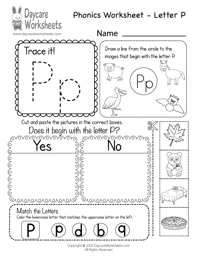 worksheets for the letter p
