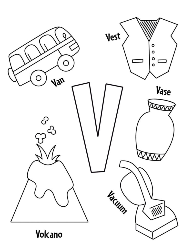 worksheet of letter v