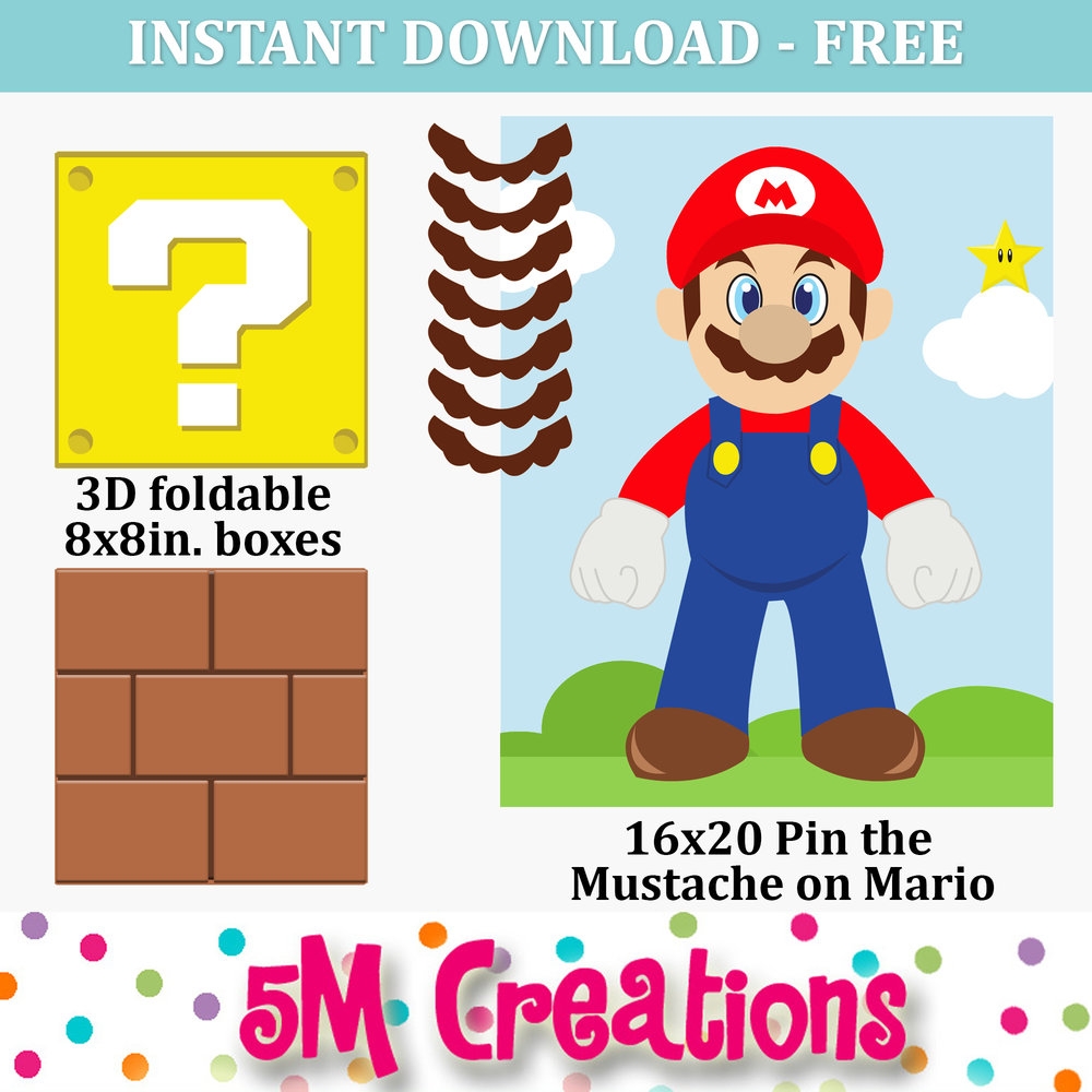 FREE Mario Inspired Party Printable Decorations Instant Download 5M Creations Blog