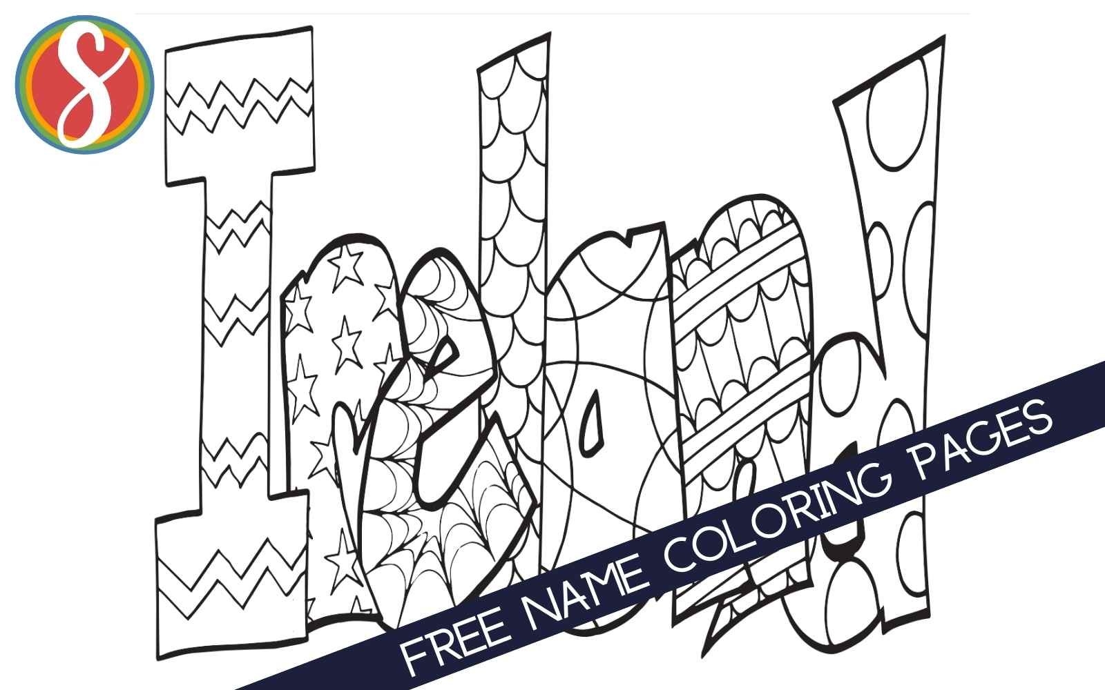 Free Name Coloring Pages Stevie Doodles