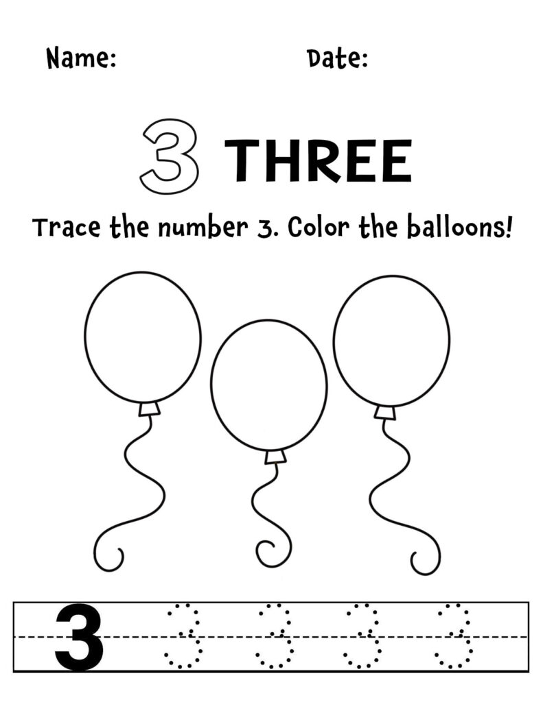 FREE Number 3 Worksheets For Preschool The Hollydog Blog