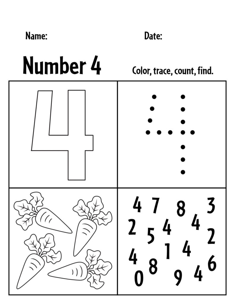 FREE Number 4 Worksheets For Preschool The Hollydog Blog