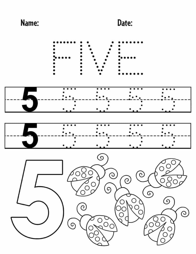 FREE Number 5 Worksheets For Preschool The Hollydog Blog Worksheets Library
