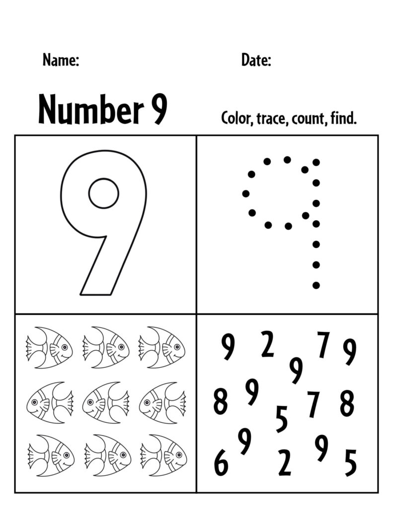 FREE Number 9 Worksheets For Preschool The Hollydog Blog