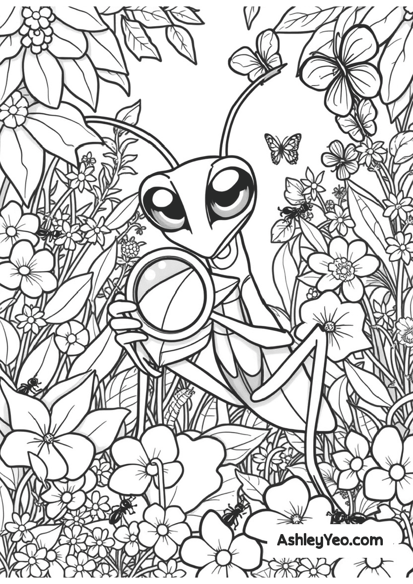 Free Praying Mantis Coloring Page For Kids Ashley Yeo