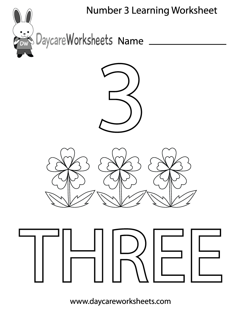 number 3 worksheet preschool