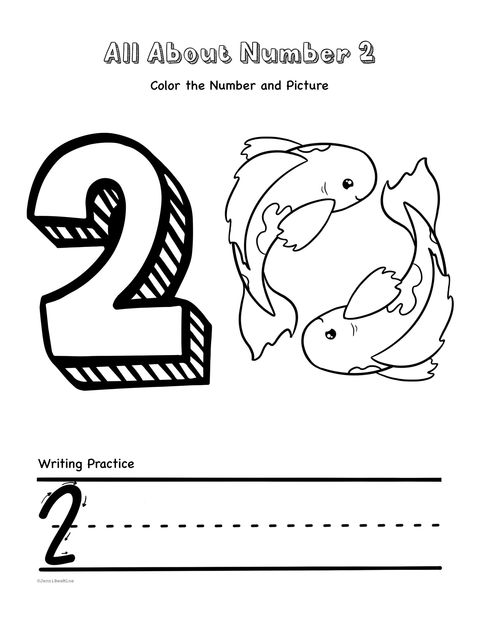 number 2 worksheets for preschool