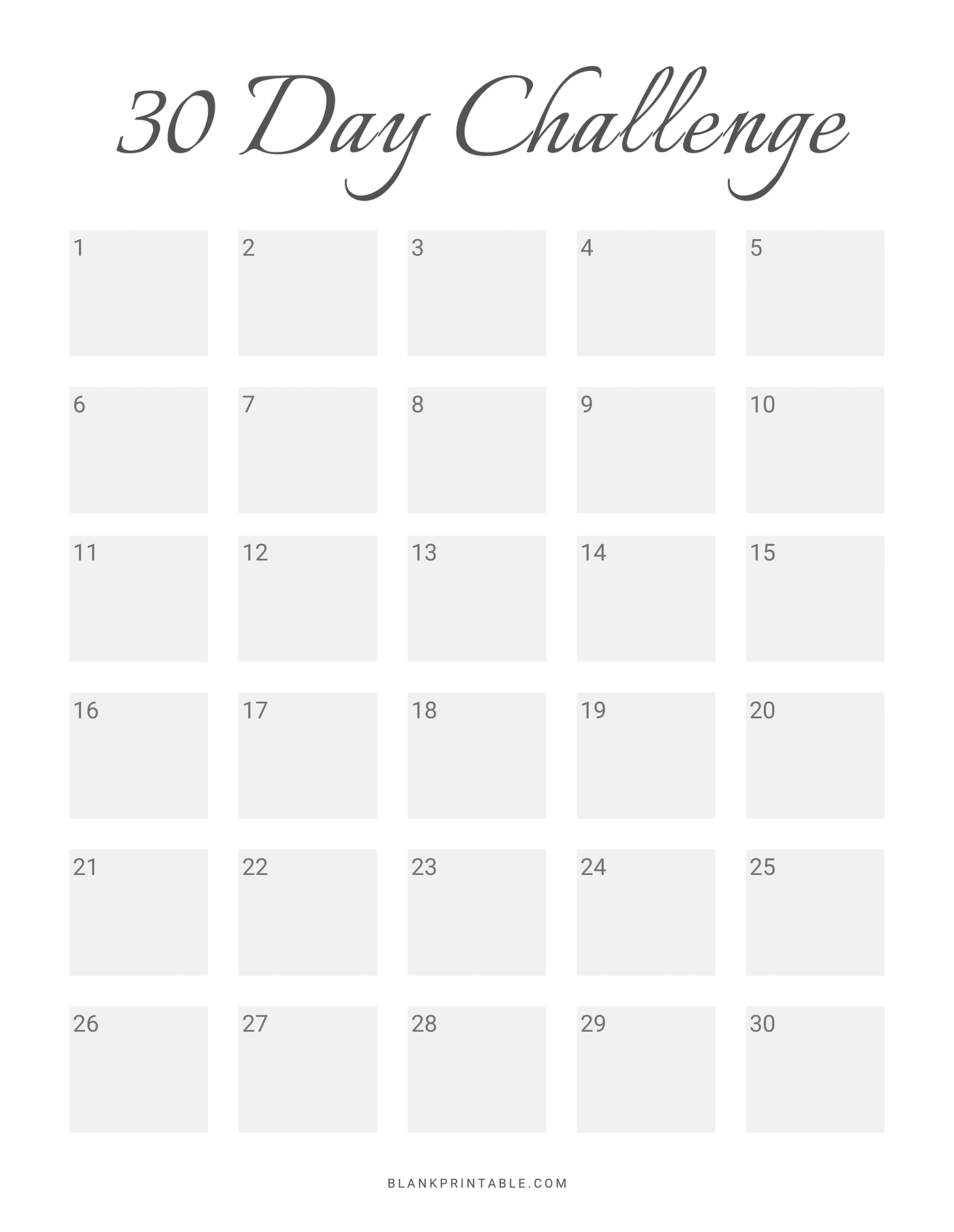 Free Printable 30 Day Challenge Calendar Template Medium Free Printable 30 Day Challenge Calendar Template Medium