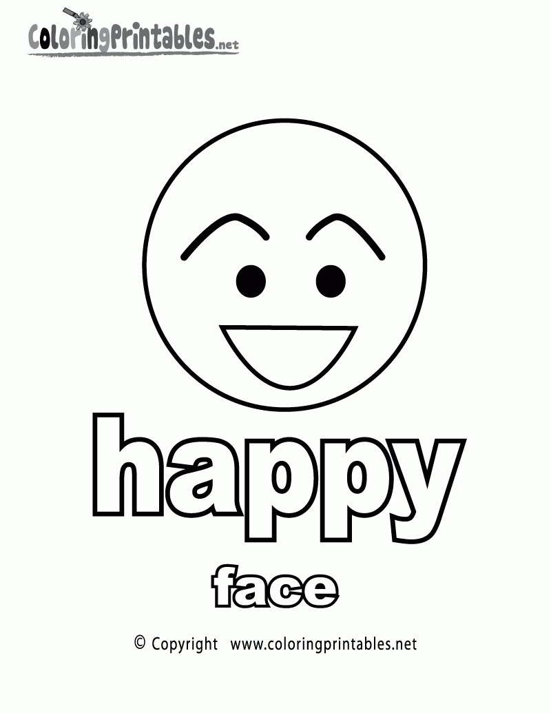 Free Printable Adjectives Happy Face Coloring Page