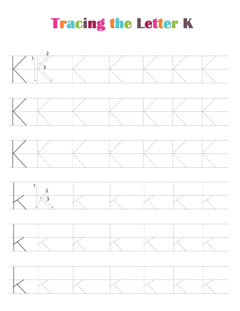 Free Printable Alphabet Tracing Worksheets PDF Letter K