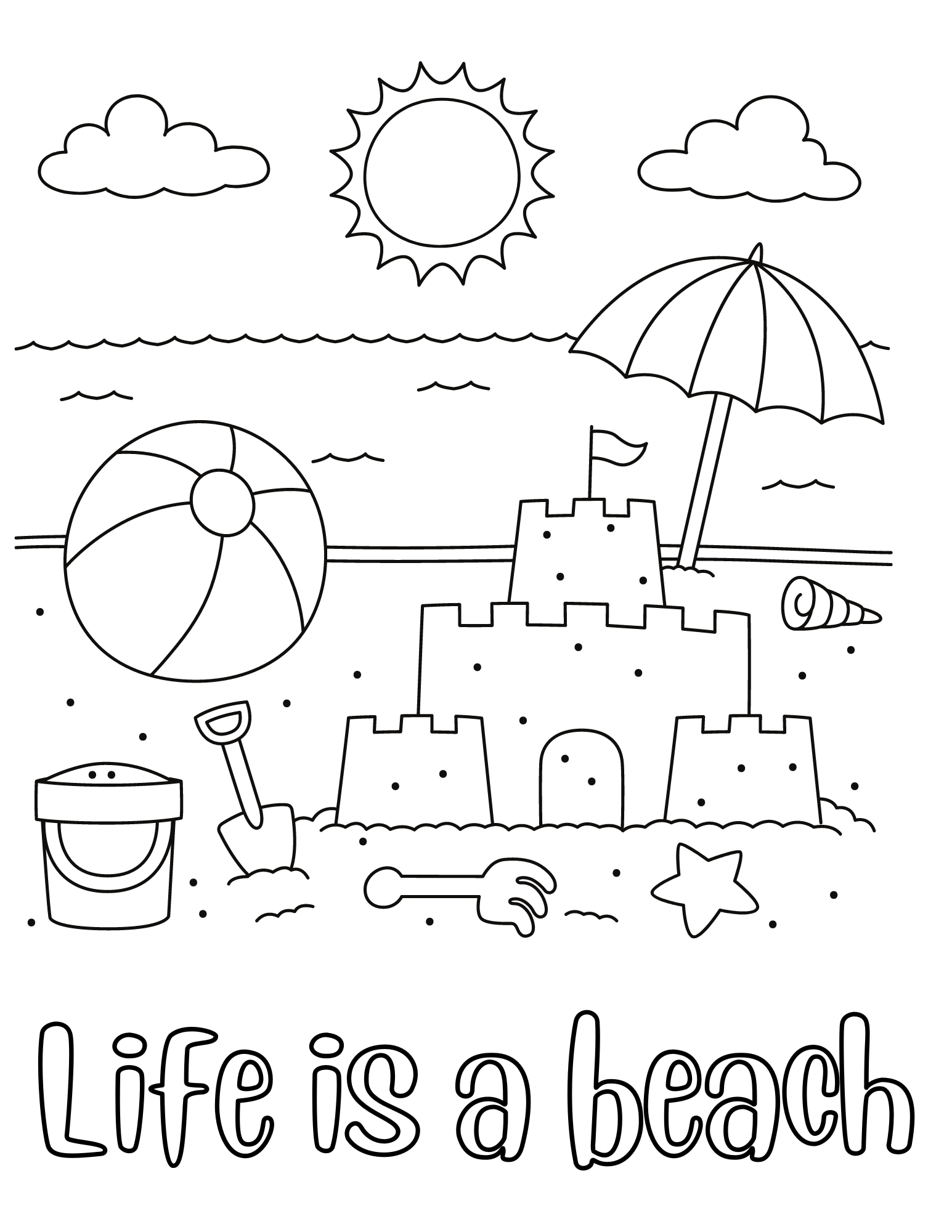 free coloring pages beach