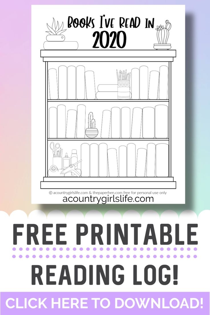 FREE Printable Bookshelf Reading Log Tracker And Coloring Page For Kids Planners Bullet Journals 