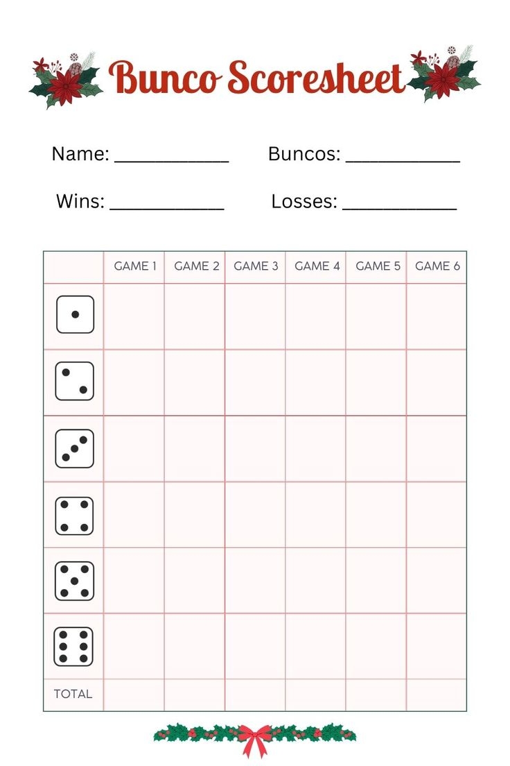 Free Printable Bunco Score Sheets Table Tally Sheet PDF Printables Hub