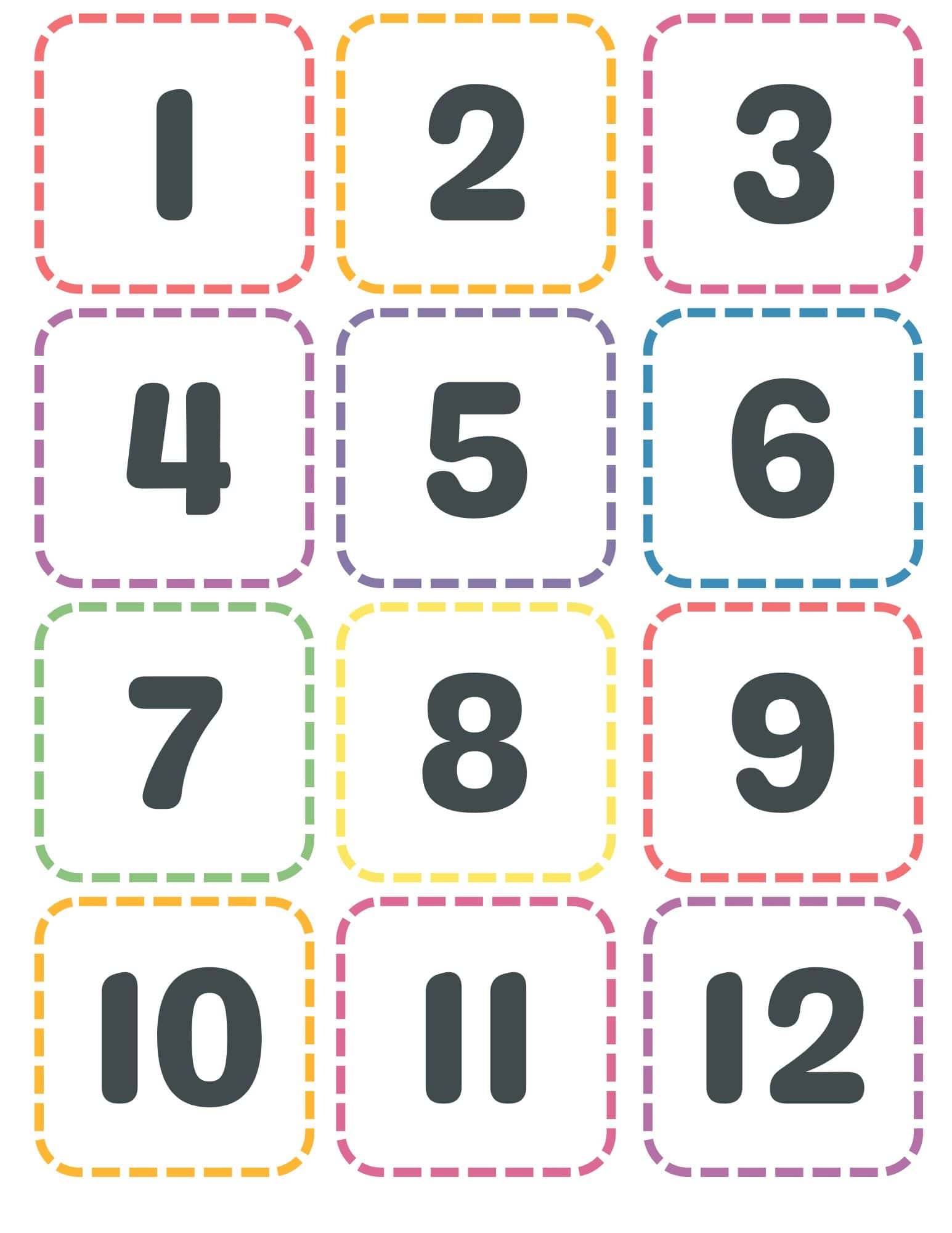 FREE Printable Calendar Numbers 1 31