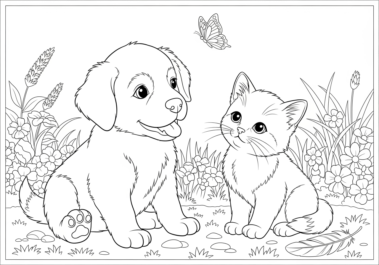 Free Printable Coloring Pages Of Puppies And Kittens