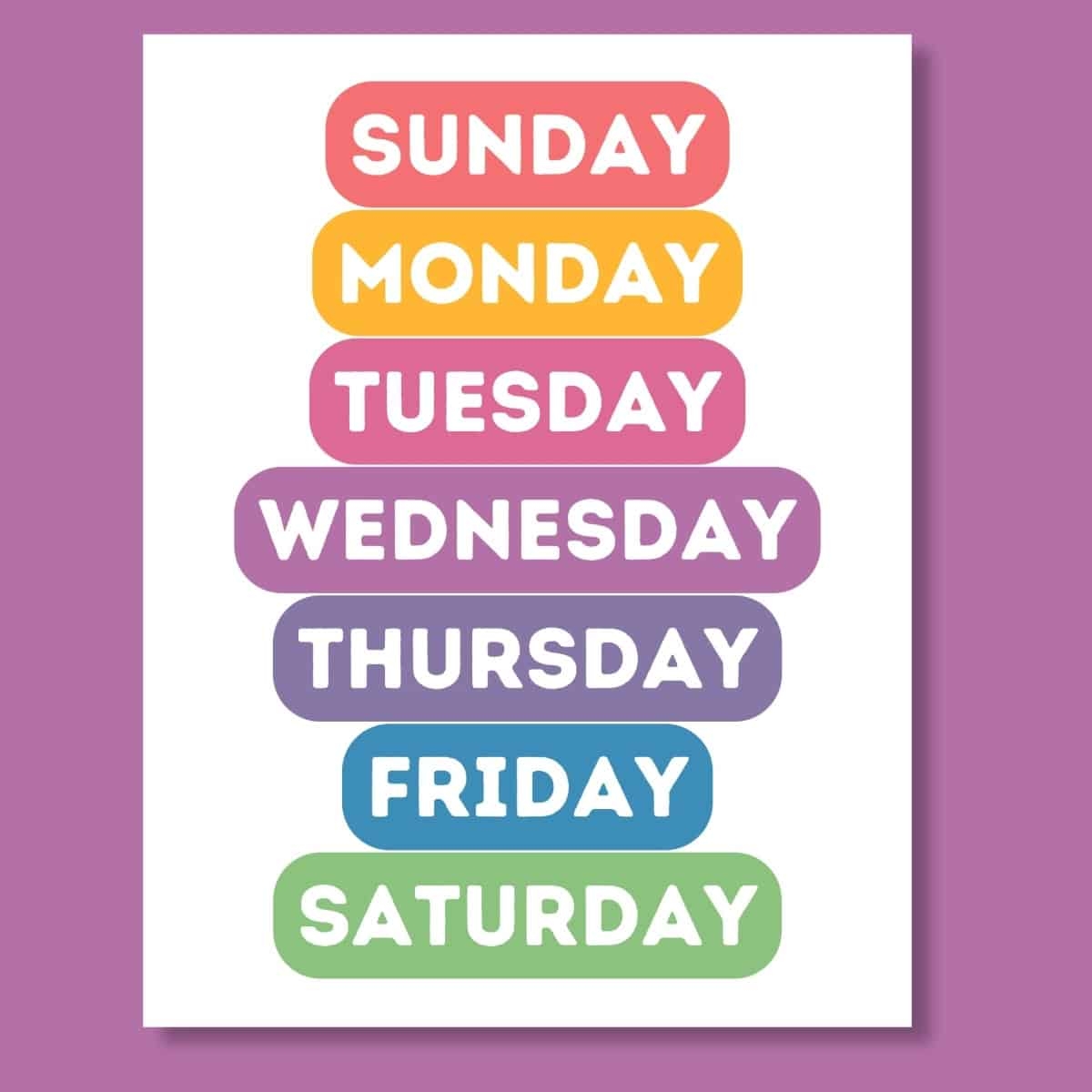 FREE Printable Days Of The Week Poster FREE Printable Days Of The Week Poster
