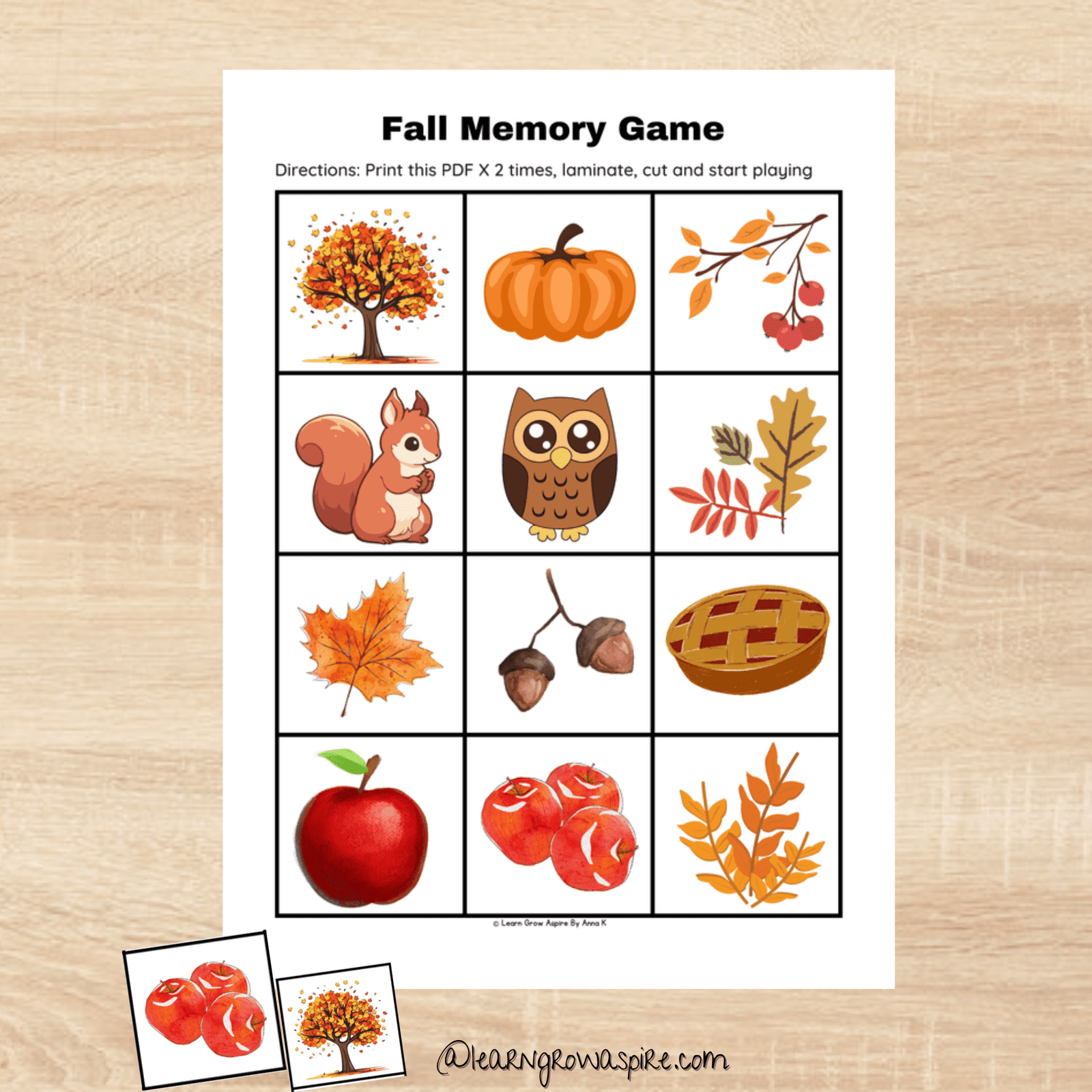 Free Printable Fall Matching Game Learn Grow Aspire