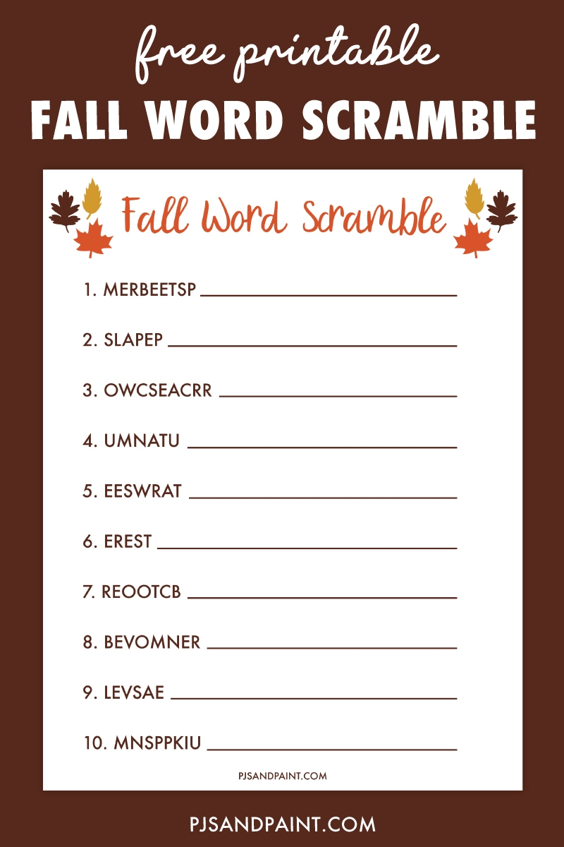 printable word scramble