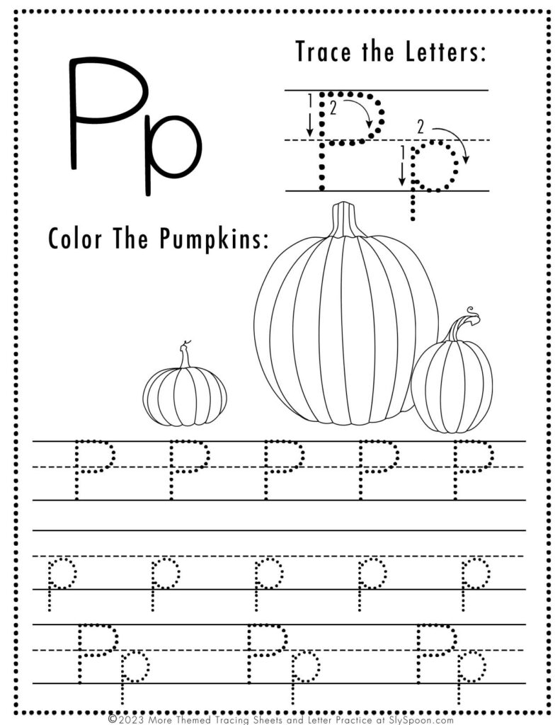 Free Printable Halloween Themed Letter P Tracing Worksheet Sly Spoon Free Printable Halloween Themed Letter P Tracing Worksheet Sly Spoon