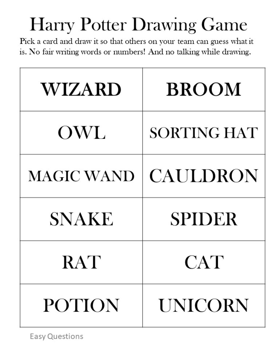 harry potter printable games