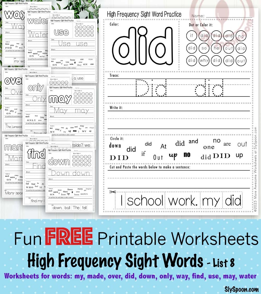 did sight word worksheet