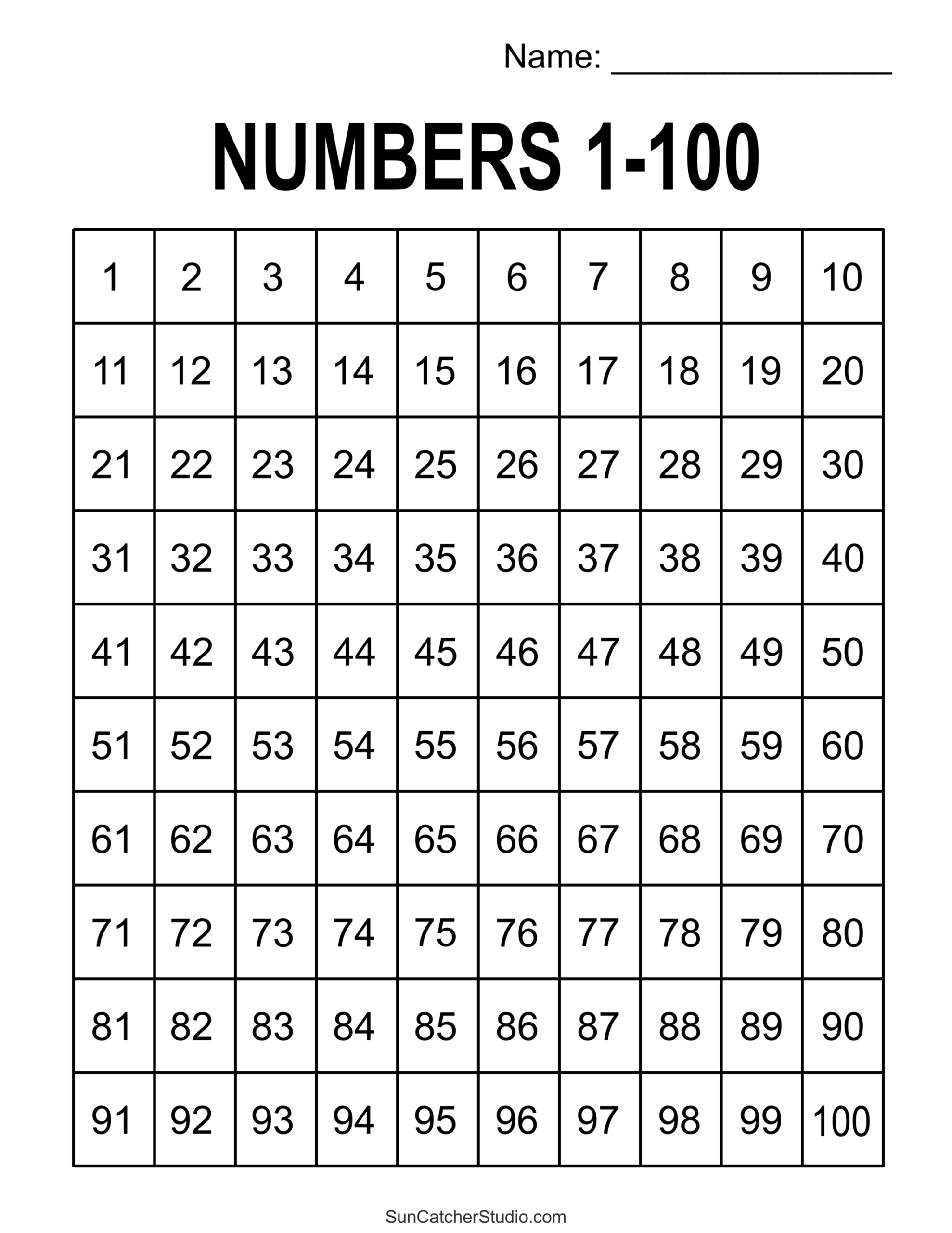 Free Printable Hundreds Charts Numbers 1 To 100 DIY Projects Worksheets Library