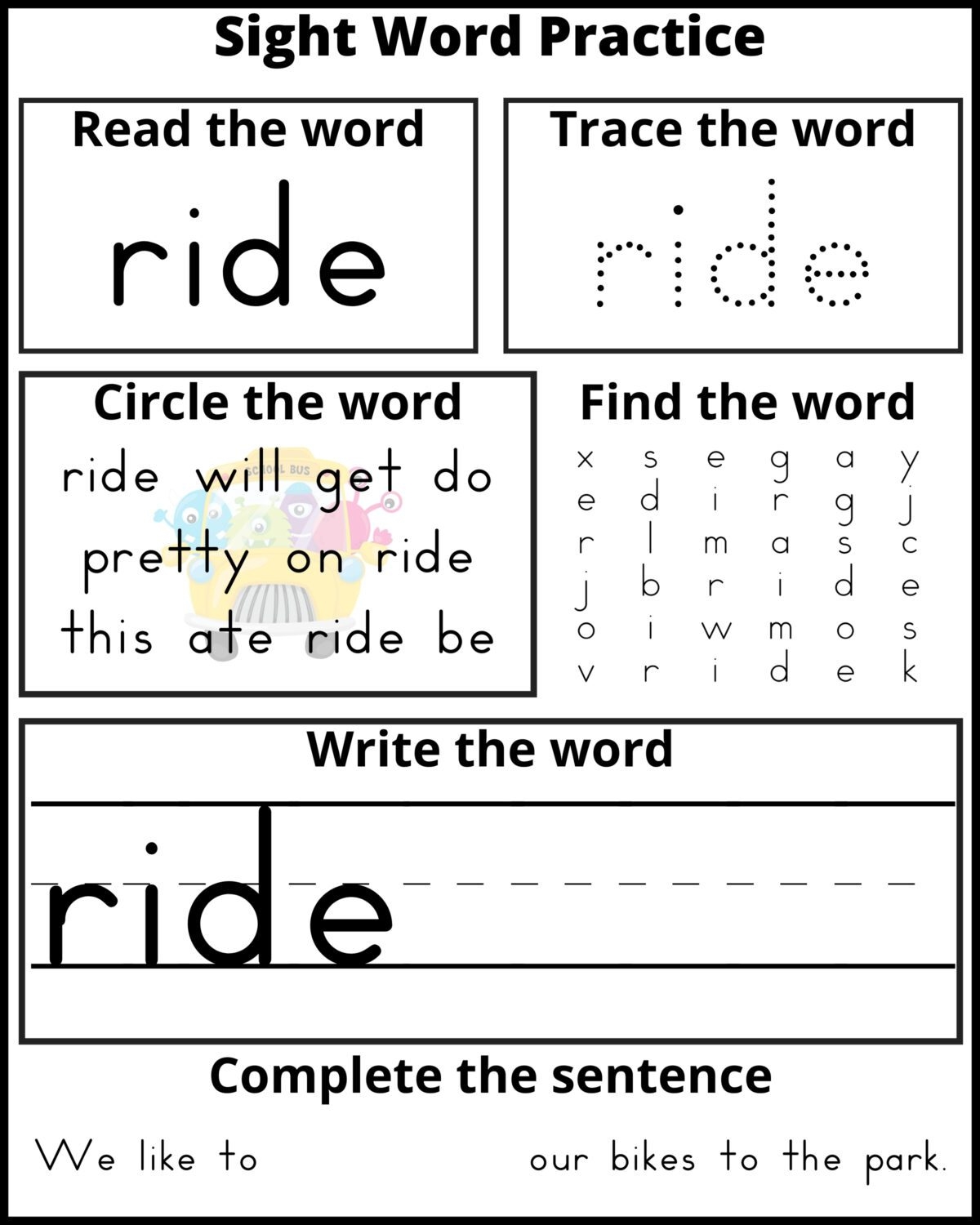 sight word i worksheets kindergarten