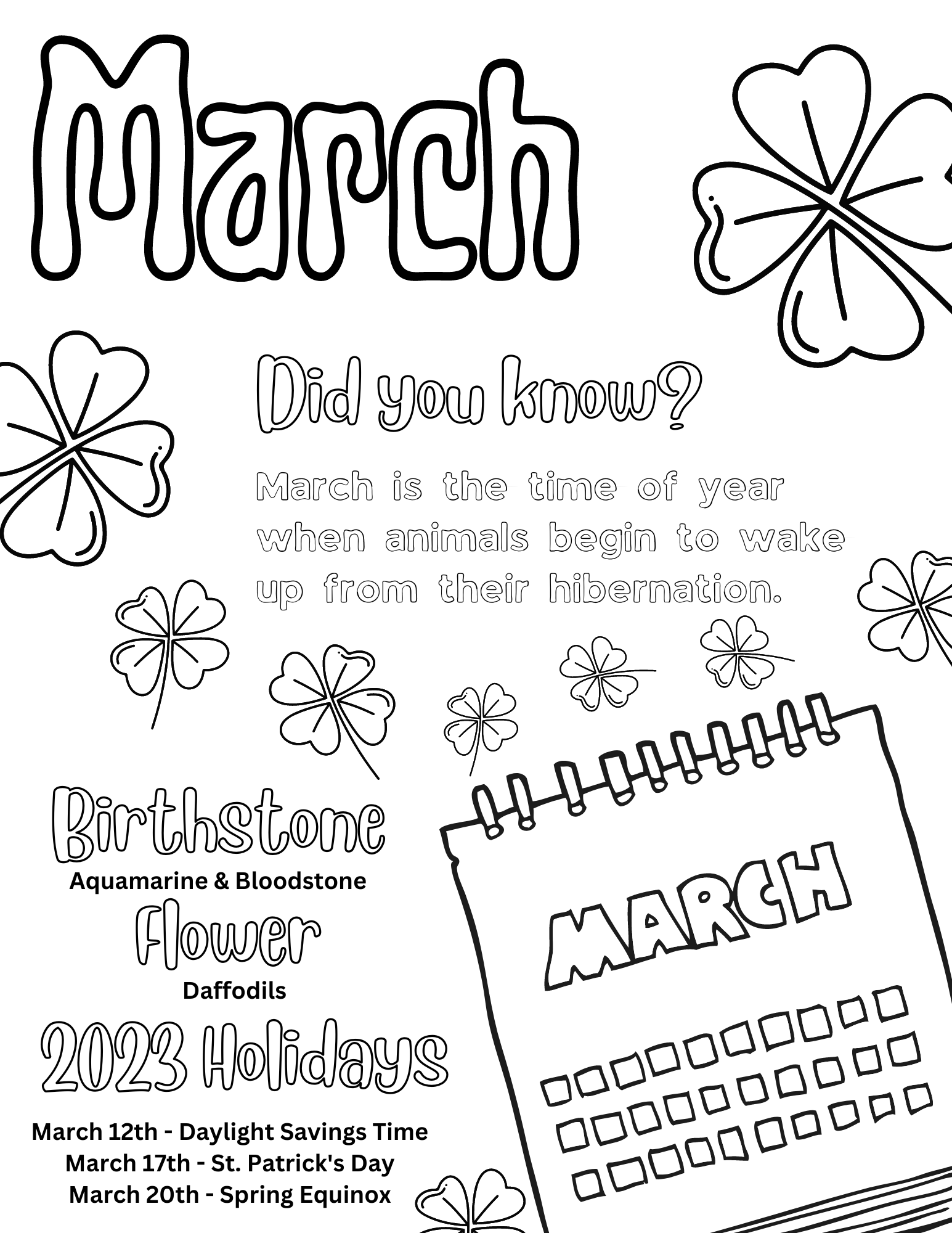 printable march coloring pages