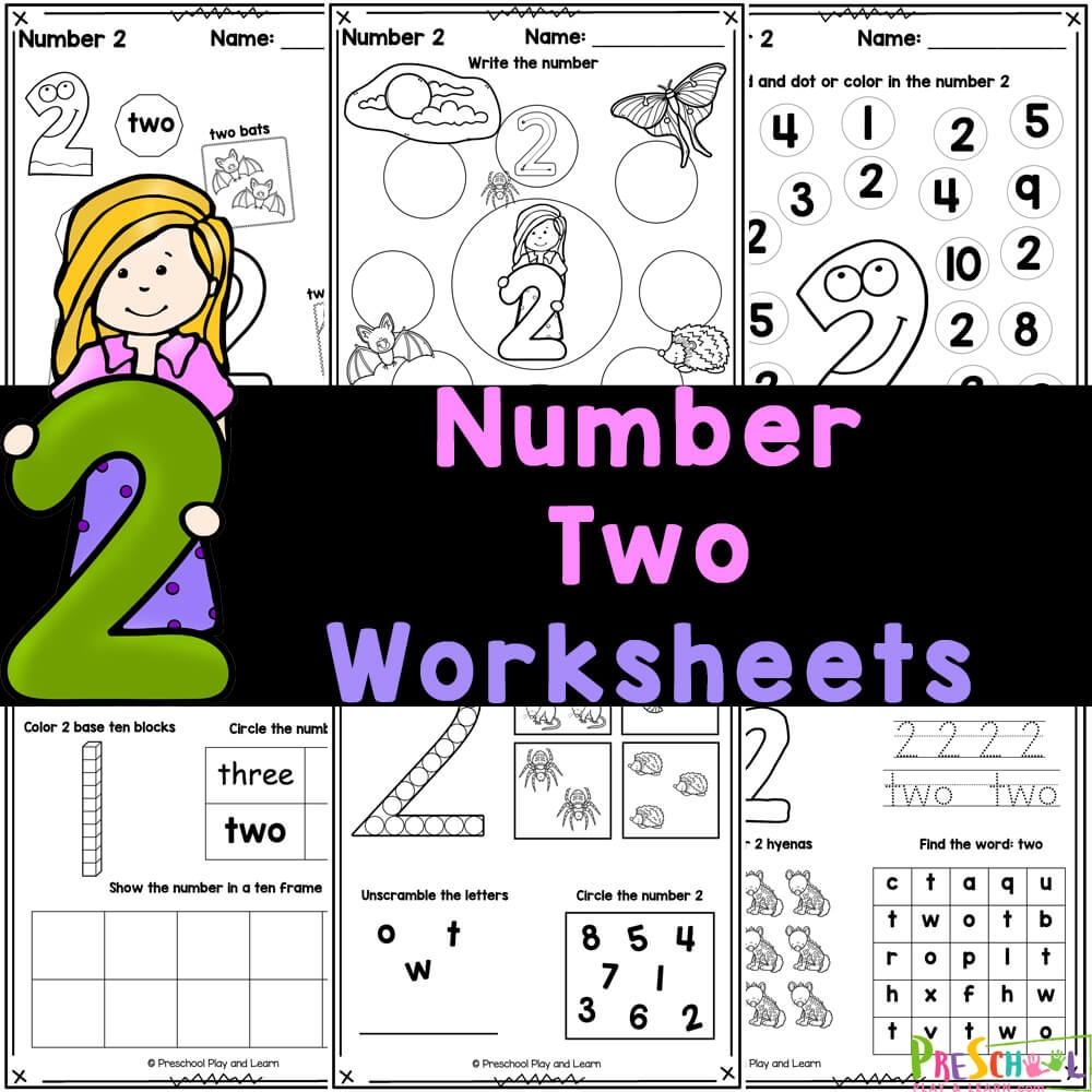 FREE Printable Number 2 Worksheets Tracing Counting