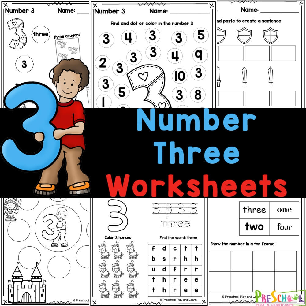 number 3 activity sheets