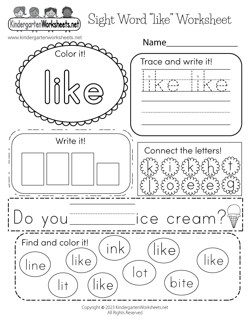 sight words pre k worksheets sight words pre k worksheets