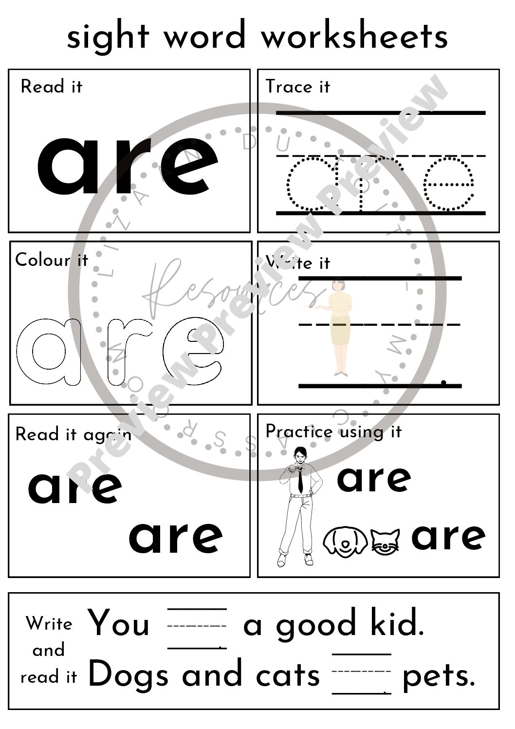 is sight word worksheet
