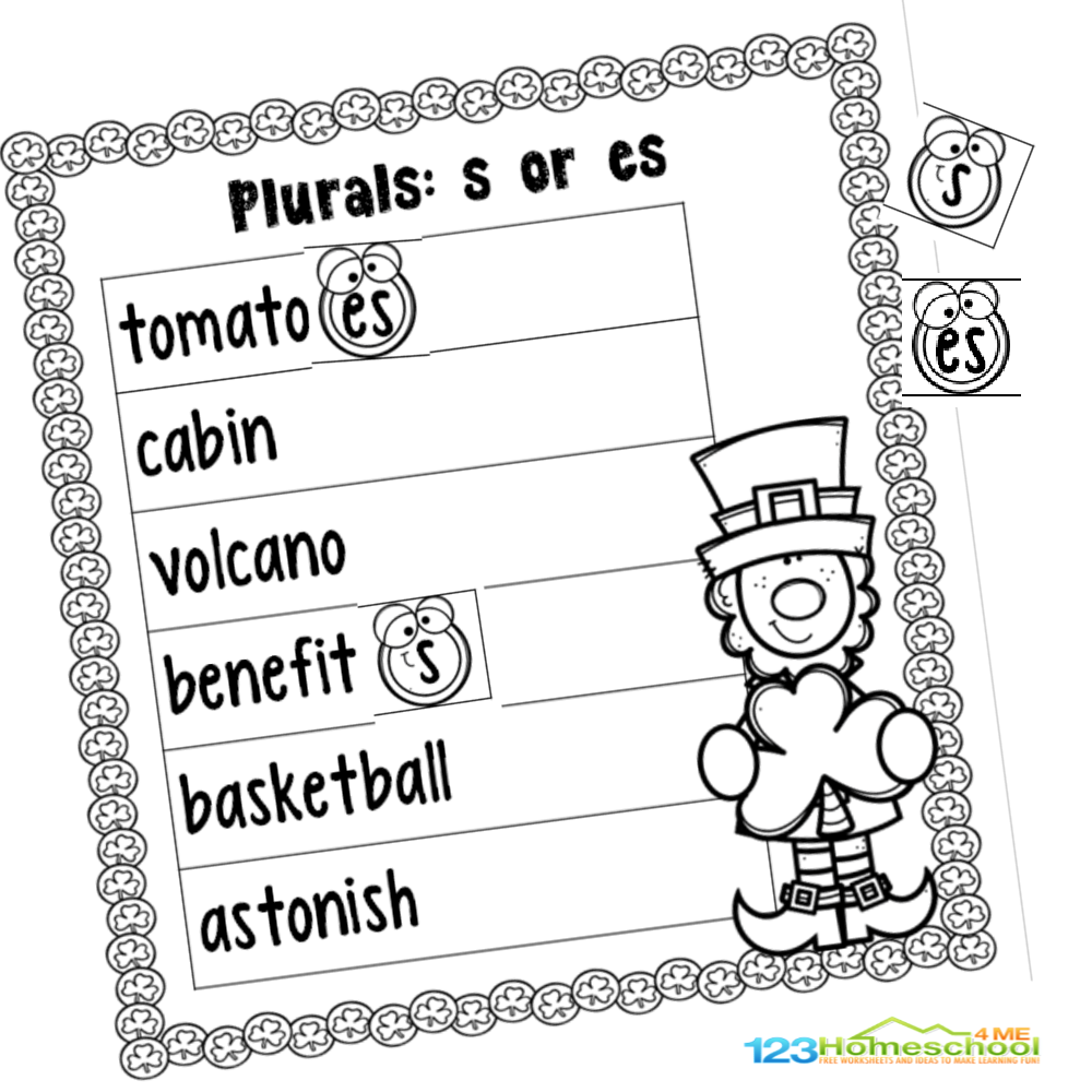 FREE Printable St Patricks Day Plural S Or Es Worksheet Activity FREE Printable St Patricks Day Plural S Or Es Worksheet Activity