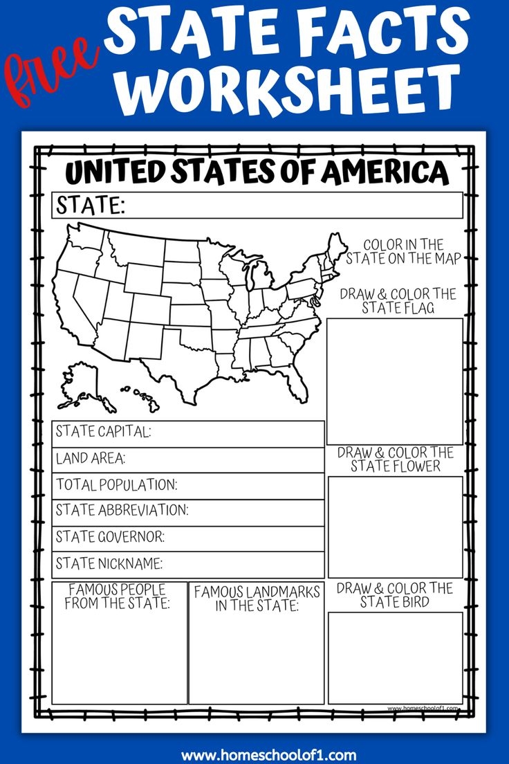 Free Printable State Facts Worksheet