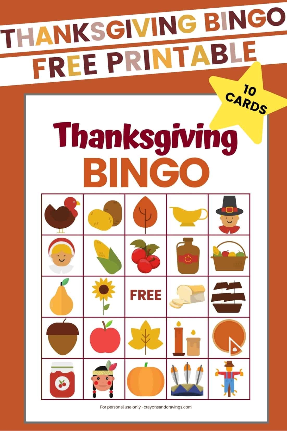 Free Printable Thanksgiving Bingo Cards Fun Kids Game 