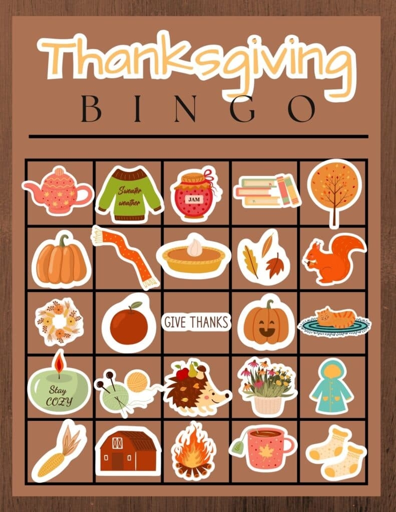 printable thanksgiving bingo cards free