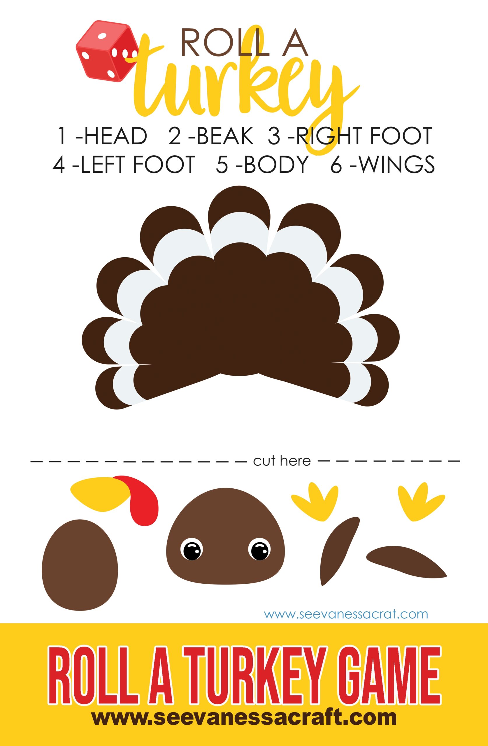 Free Printable Thanksgiving Turkey Dice Game For Kids Free Printable Thanksgiving Turkey Dice Game For Kids
