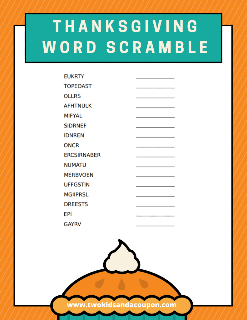 word scramble free printable