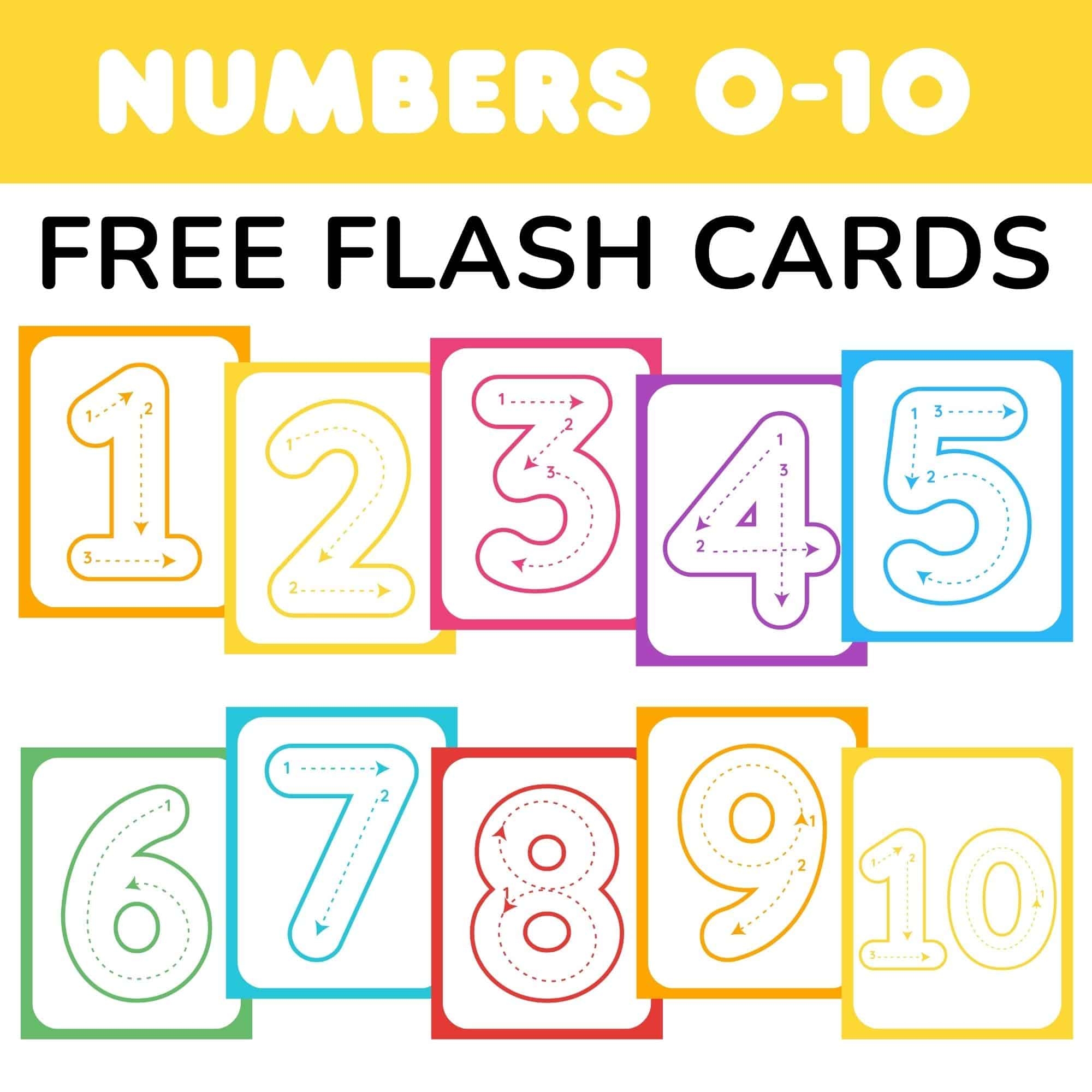 Free Printable Tracing Number Flashcards 0 10