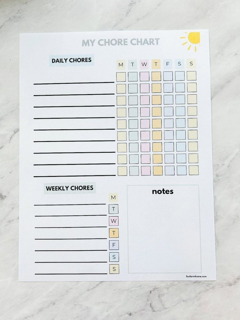 daily chore chart