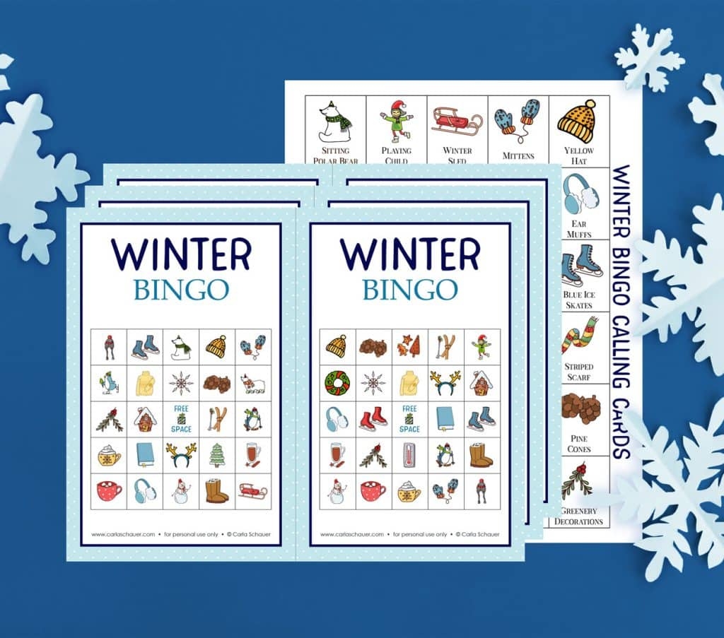 Free Printable Winter Bingo Cards for Kids And Adults Carla Schauer Designs